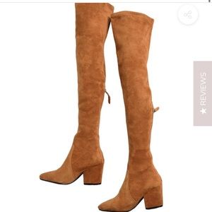 Goodnight Macaroon over the knee suede tan boots